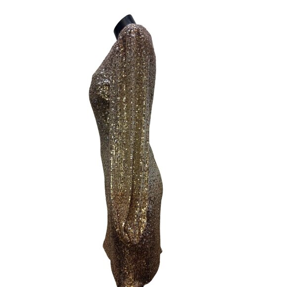 Sequin Gold Long Sleeve Dress By BHLDN  8 - Picture 4 of 6
